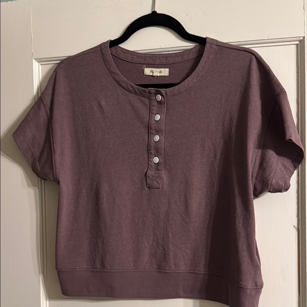 Madewell Mauve Button-Up Crop Top